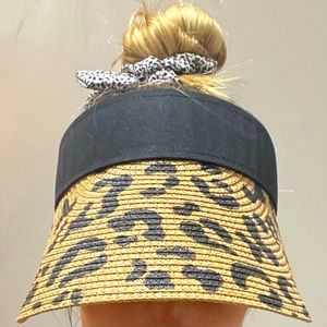 Animal Print Beach Straw Visor - NWOT
